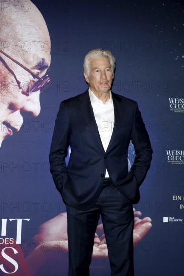 Richard Gere during a photocall in front of the presentation of the documentary about the life of the Dalai Llama, WISDOM OF HAPPINESS of which he is executive producer, at the Kulturbrauerei in Berlin on 24.10.2025