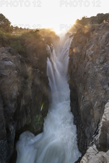 Epupa Falls, sunset at Epupa Waterfalls, Kaokoveld, Namibia