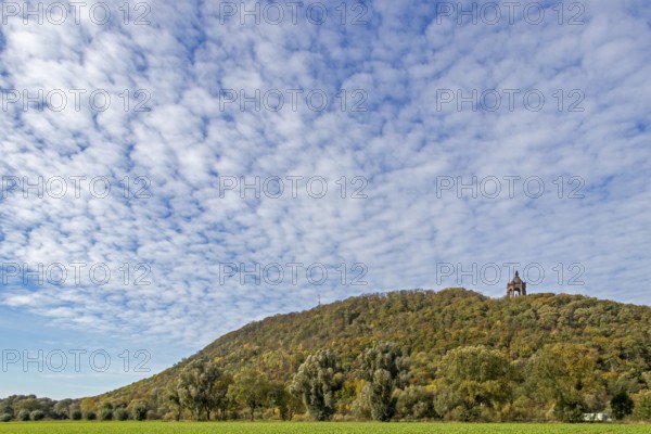 Mountain, forest, Kaiser-Wilhelm-Denkmal, Porta Westfalica, North Rhine-Westphalia, Germany