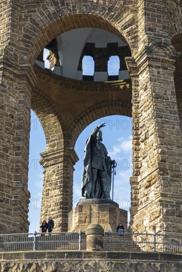 Statue, Kaiser Wilhelm Memorial, Porta Westfalica, North Rhine-Westphalia, Germany
