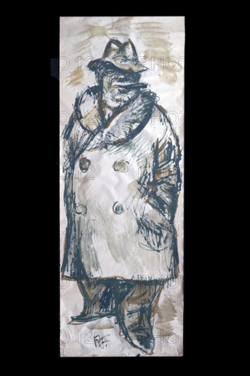 Original caricature, Berlin milieui from the 1940s, by artist Rudolf Führmann, 1909 to 1976, Lüneburg, Lower Saxony, Germany