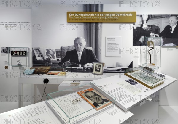 Exhibition on the life of Konrad Adenauer at the Federal Chancellor Adenauer House Foundation, Rhöndorf, Bad Honnef, North Rhine-Westphalia, Germany