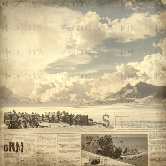 Grunge old public newspaper, texture background wallpaper illustration, vintage tattered yellow press news, AI generated