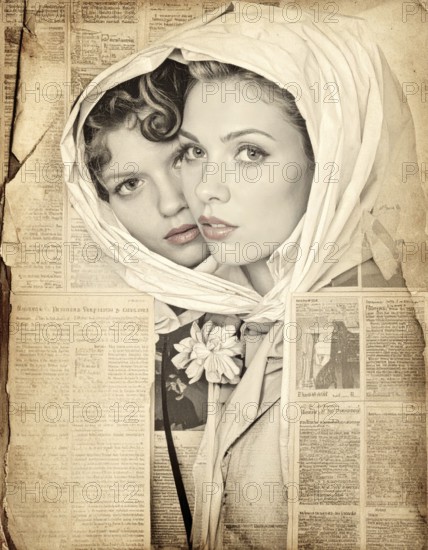 Grunge old public newspaper, texture background wallpaper illustration, vintage tattered yellow press news, AI generated