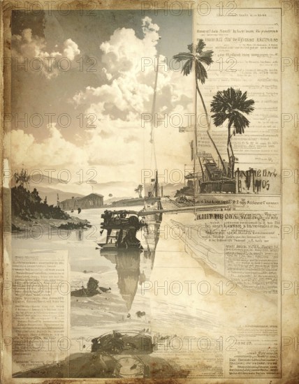 Grunge old public newspaper, texture background wallpaper illustration, vintage tattered yellow press news, AI generated