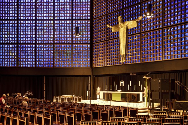 Kaiser Wilhelm Memorial Church, interior of the New Church with Resurrection Christ, Berlin, Germany