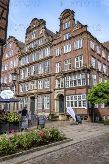Historic brick buildings in Peterstraße, Komponistenviertel, Neustadt, Hamburg, Germany