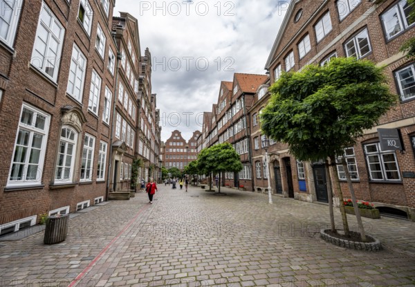 Historic brick buildings in Peterstraße, Komponistenviertel, Neustadt, Hamburg, Germany