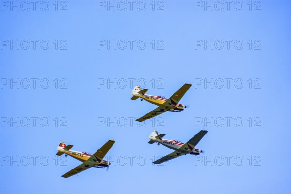 Moravan Zlin Z-526 aeroplane during an aerobatic display at the Rossfeld airfield in Metzingen-Glems, Baden-Württemberg, Germany, for editorial use only