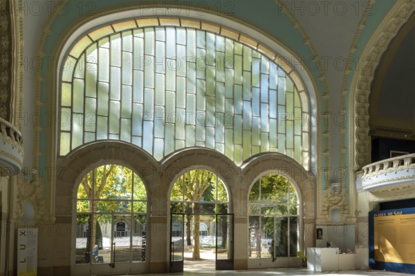 Vichy, listed as World Heritage by UNESCO. Thermal spa, the neo-Moorish Centre Thermal des Domes, Allier, Auvergne Rhone Alpes, France