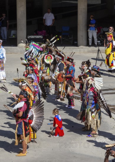 Detroit, Michigan USA - 13 October 2025 - On Indigenous People's Day, Native American tribes held a Pow Wow in downtown Detroit. The city of Detroit (originally Waawiyatanong) recognizes the day as Indigenous People's Day, while the federal government observes it only as Columbus Day
