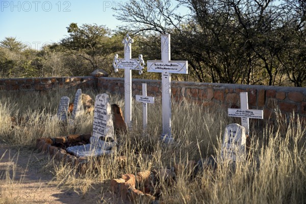 Graves at the German military cemetery at Waterberg, Otjozondjupa region, Namibia