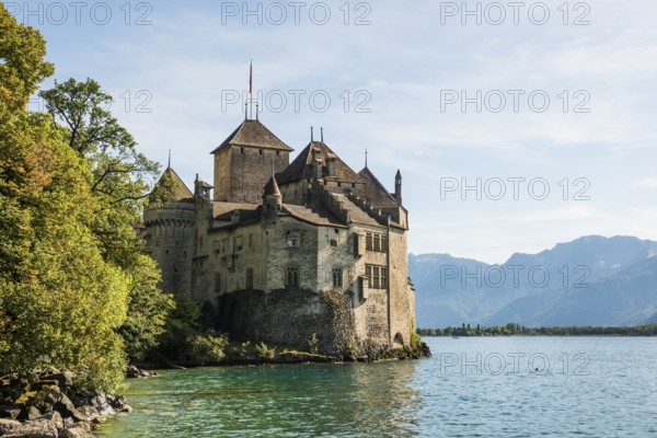 Château de Chillon, Chillon Castle, near Montreux, Lake Geneva, Lac Léman, Canton of Vaud, Switzerland