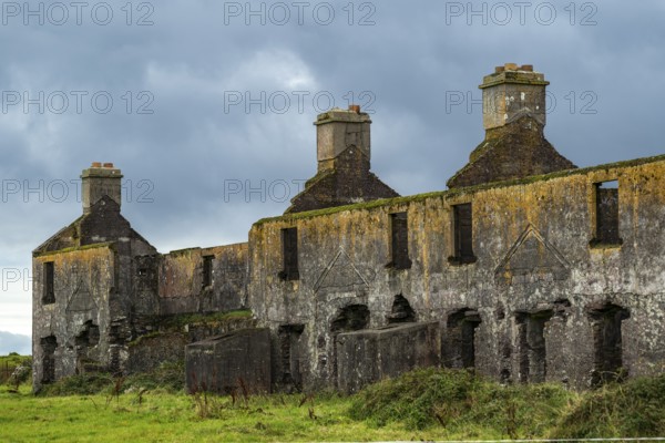 Ruins of the coastguard station at Ballinskelligs, Iveragh Peninsula, County Kerry, Ireland