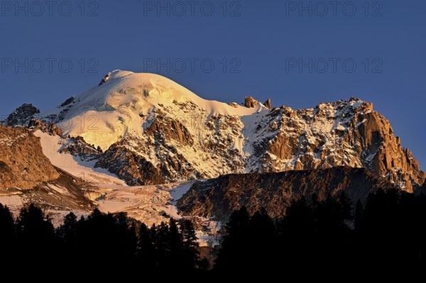 Snow-covered Aiguille Verte, Chamonix-Mont-Blanc, Haute-Savoie, France