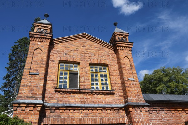 Brick building, former paper mill for the production of groundwood pulp board, UNESCO World Heritage Site Verla Factory Village, Maailmanperintökohde Verlan puuhiomo ja pahvitehdas, Verla Rapids, Kymenlaakso, near Kouvola, Finland