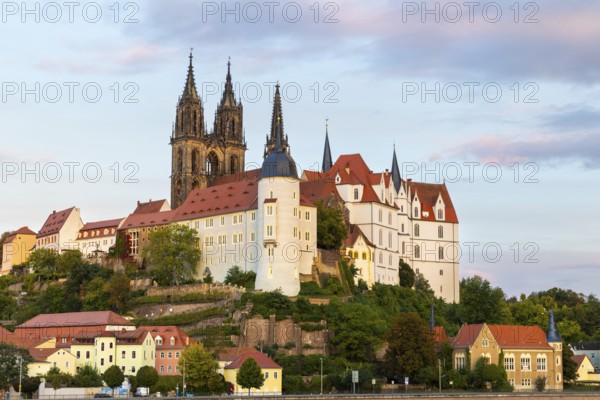 View of Albretsburg Castle and Meissen Cathedral, St. Johannis and St. Donatus, Old Town, Meissen, Saxony, Germany
