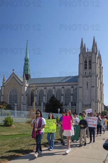 Detroit, Michigan USA - 5 October 2025 - The Catholic Archdiocese of Detroit marks the World Day of Migrants & Refugees with a pilgrimage walk followed by a mass lead by Archbishop Edward Weisenburger. The event was held at the Blessed Sacrament Cathedral