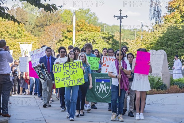 Detroit, Michigan USA - 5 October 2025 - The Catholic Archdiocese of Detroit marks the World Day of Migrants & Refugees with a pilgrimage walk followed by a mass lead by Archbishop Edward Weisenburger. The event was held at the Blessed Sacrament Cathedral