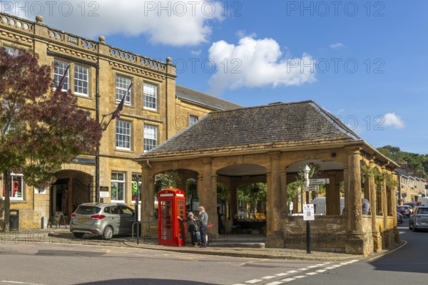 The Market House historic build in town centre, Ilminster, Somerset, England, UK