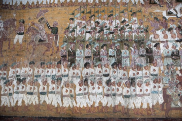 Mural painting in the Daria Daulat Bagh or Tipu Sultan's Summer Palace, Srirangapatna, Karnataka, India