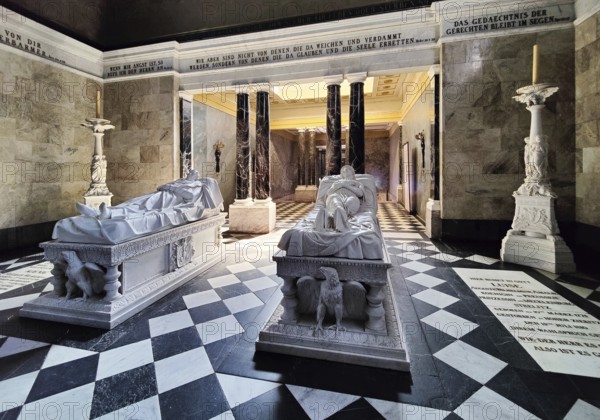 Charlottenburg Mausoleum with the marble sarcophagi of Emperor Wilhelm I and Queen Luise, Charlottenburg Palace, Berlin, Germany