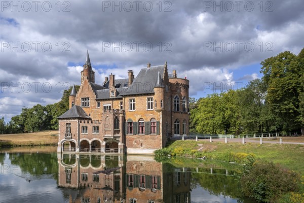 15th century neo-Gothic Wissekerke Castle, Kasteel van Wissenkerke in the village Bazel near Kruibeke, East Flanders, Belgium