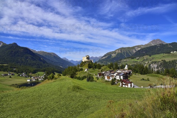 Tarasp Castle in the Lower Engadine, Graubünden, Switzerland