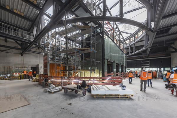 The new airport railway station between the airport and the exhibition centre is a circular building. The tracks are 27 metres lower. The new station is due to go online at the end of 2026. Stuttgart, Baden-Württemberg, Germany