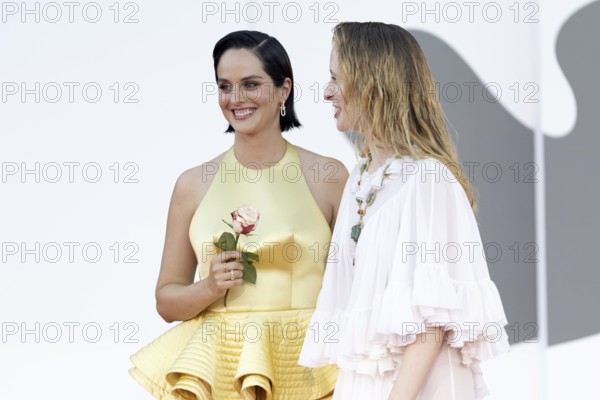 Venice, Italy - 3 September 2025: Noemie Merlant, Fanni Wrochna during the Red Carpet of - Duse - during the 82nd Venice International Film Festival