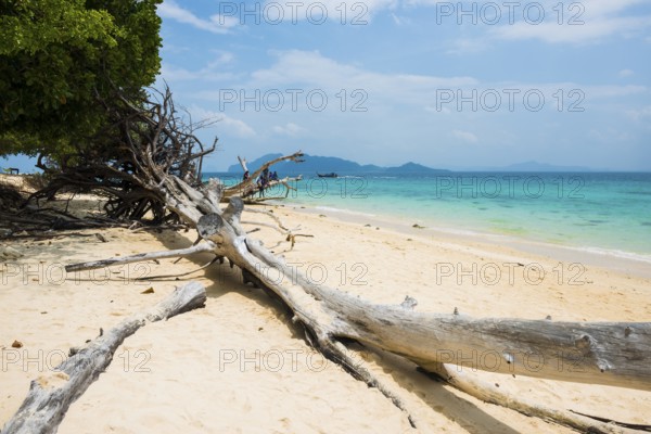 White sandy beach, Sunrise Beach, Koh Kradan, Hat Chao Mai National Park, Trang Province, Southern Thailand, Andaman Sea, Thailand