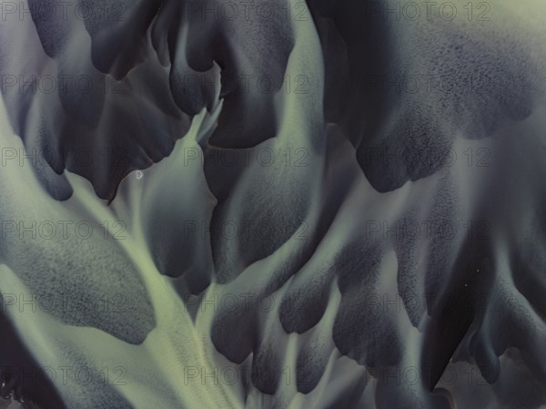 River, river course, river delta, aerial view, sediments, structures, South Iceland, Iceland