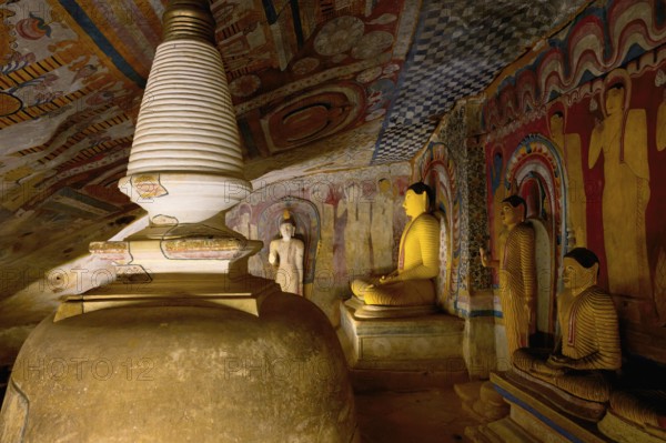 Buddha statues and murals in Dambulla Cave Temple, Dambulla, Sri Lanka