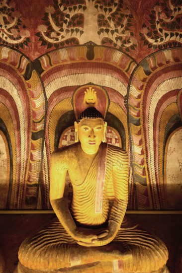 Buddha statues and murals in Dambulla Cave Temple, Dambulla, Sri Lanka