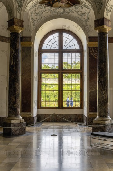 Interior design and exhibition rooms in the Würzburg Residence, imposing 18th century palace with frescoes, paintings and valuable works of art, Würzburg, Bavaria, Germany