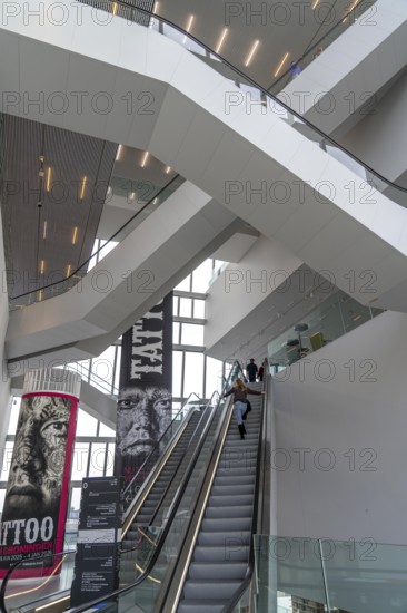 The Forum Groningen, public cultural and educational centre on the Nieuwe Markt, in the old town, with cinema, library, media labs, catering, roof terrace, study and reading areas, viewing points, 10 floors, connected by many escalators, Netherlands