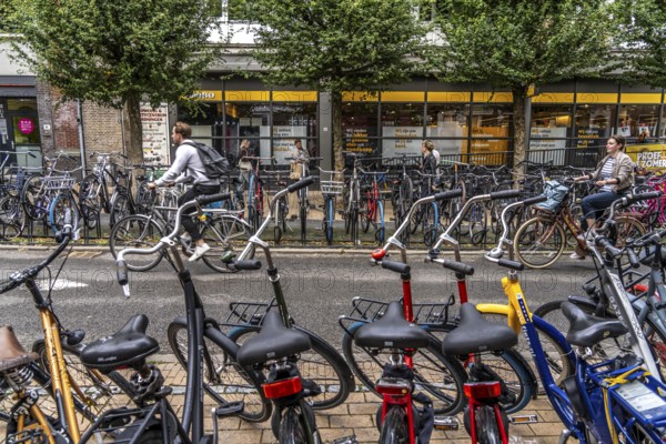 Ride your bike in the city centre of Groningen, old town, designated areas where bikes may be parked, bikes parked outside will be removed, Netherlands