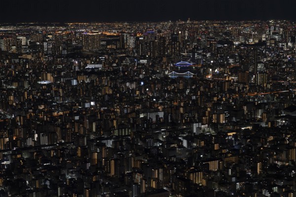 Tokyo skyline at night, from the Skytree Observation Deck, Sumida, Tokyo Prefecture, Tokyo, Japan
