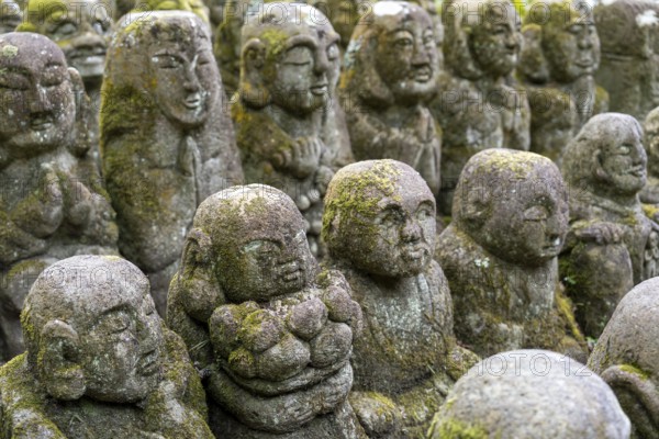 Rakan statues at Otagi Nenbutsuji Temple, stone, moss-covered, Ukyo-ku, Kyoto, Kyoto Prefecture, Japan