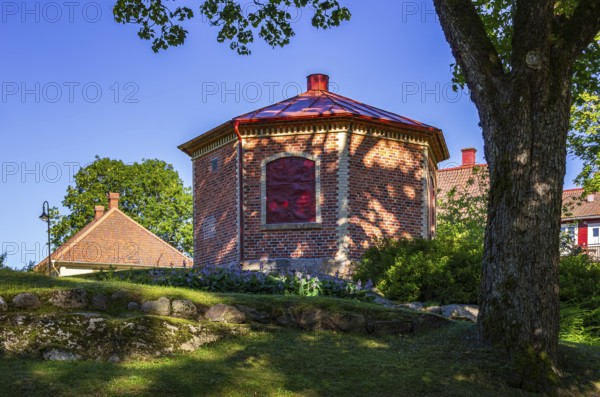 Historic building structures of Gustafsberg, a former spa and bathing resort on the Byfjord in Uddevalla, Bohuslän, Västra Götalands län, Sweden