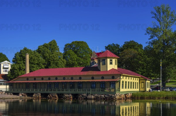 Former spa and bath building at Gustafsberg, a historic spa and bathing resort on the Byfjord in Uddevalla, Bohuslän, Västra Götalands län, Sweden