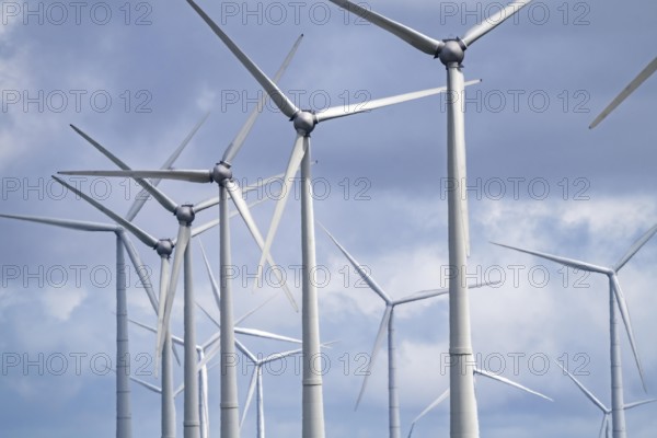 Wind turbines of a wind farm near Eemshaven, Netherlands