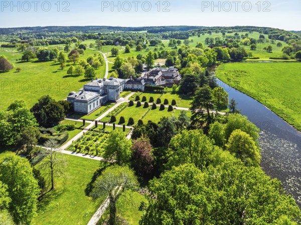 Shugborough Estate from a drone, Great Haywood, Staffordshire, England, United Kingdom