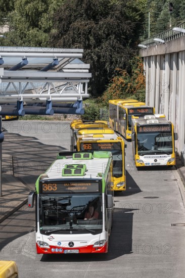 Public transport stop, bus station, local buses in Essen-Steele, bus and S-Bahn junction, Essen, North Rhine-Westphalia, Germany