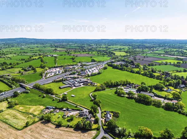 M6 Motorway from a drone, Sandbach, Cheshire, England, United Kingdom