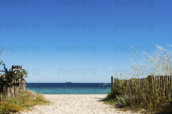 Sandy beach beach, Plage de Tahiti, Saint Tropez, Var, French Riviera, Provence-Alpes-Cote d'Azur, Cote d Azur, France