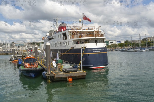 Hebridean Princess historic cruise ship vessel, Sutton Harbour, Plymouth, Devon, England, UK