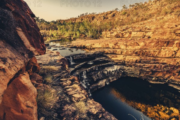 Bell Gorge, The Kimberleys, waterfall, sunrise in the outback, Australia