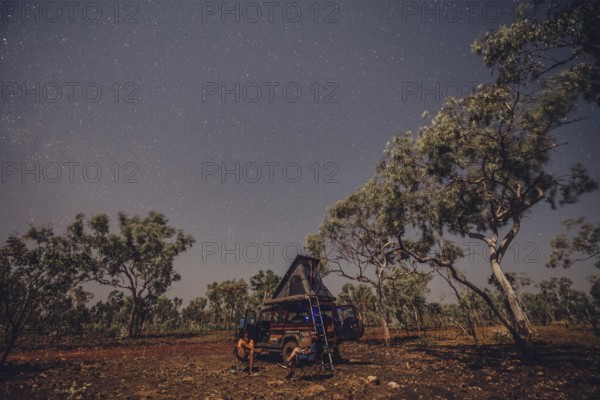 Australia Outback Landrover Camper Starry sky, Australia