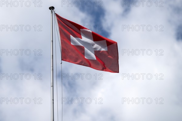 Swiss flag, Interlaken, Canton of Bern, Switzerland
